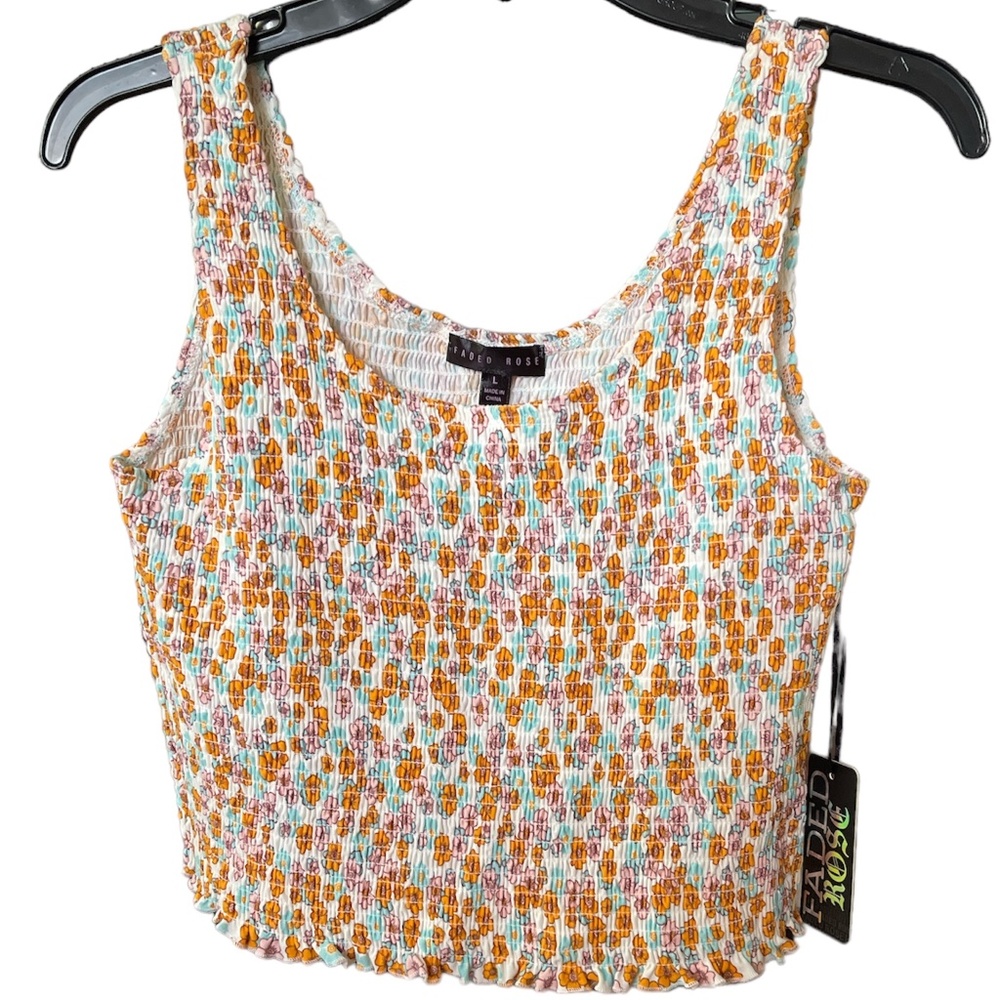 Faded Rose Floral Crop Top NWT Large